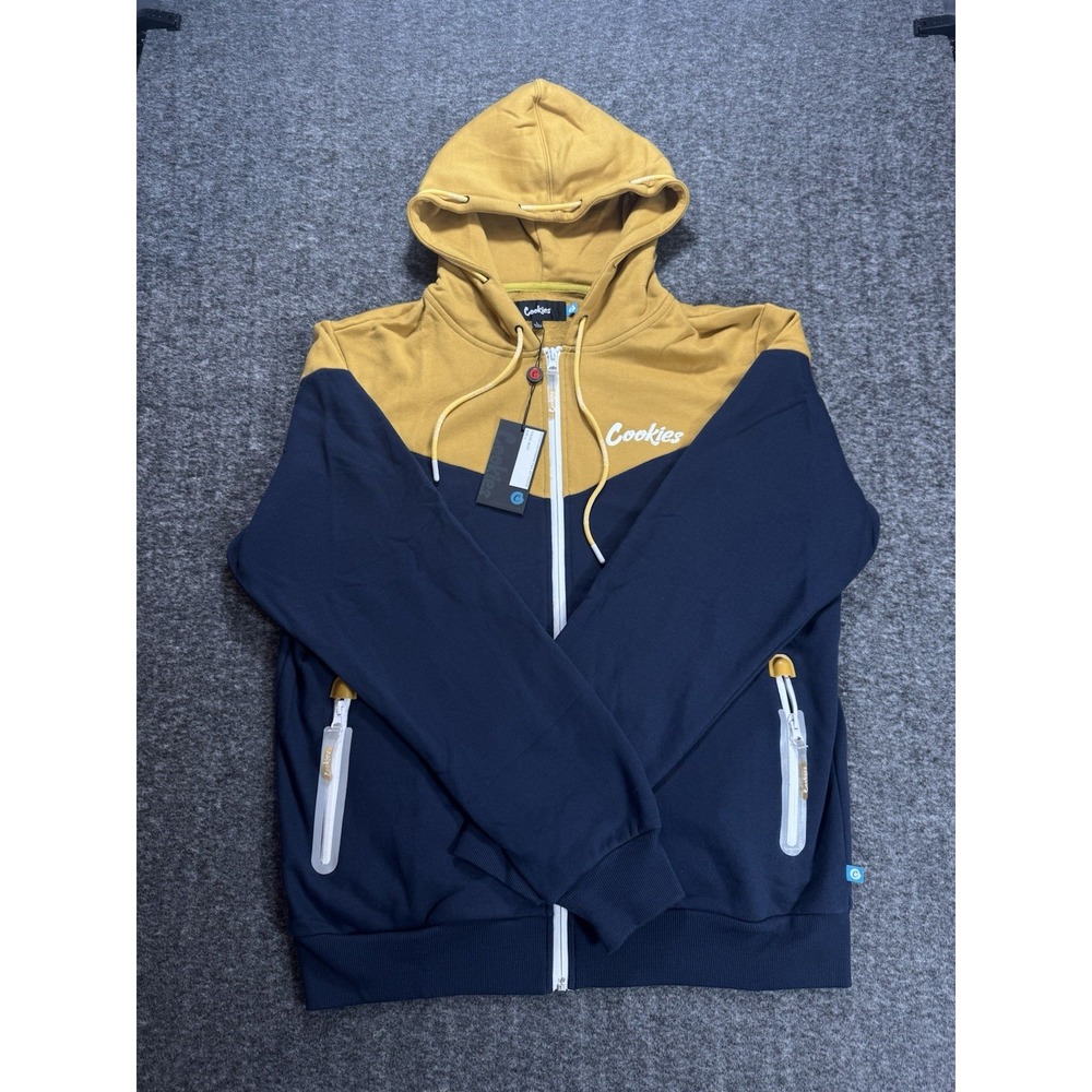 🔥 New W/ Tags Cookies L Navy/Yellow Zip-Up Sweater 🔥